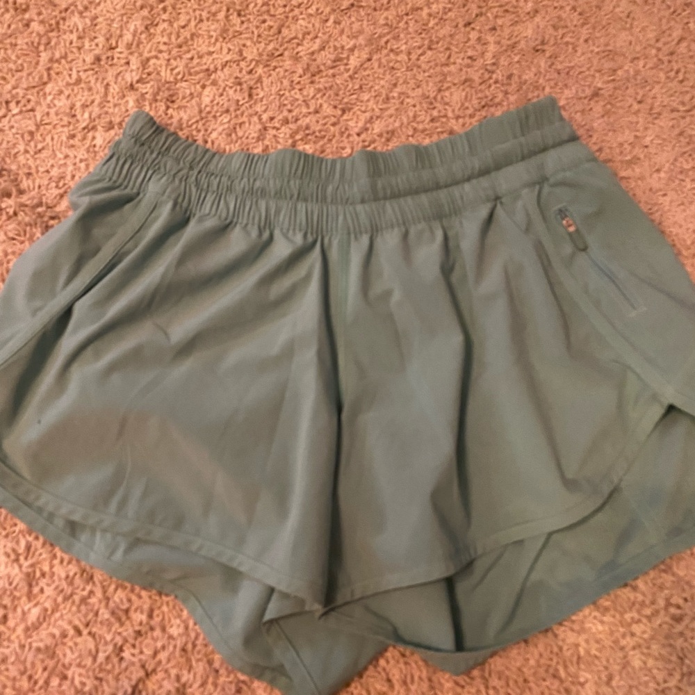 LULULEMON mint green running shorts